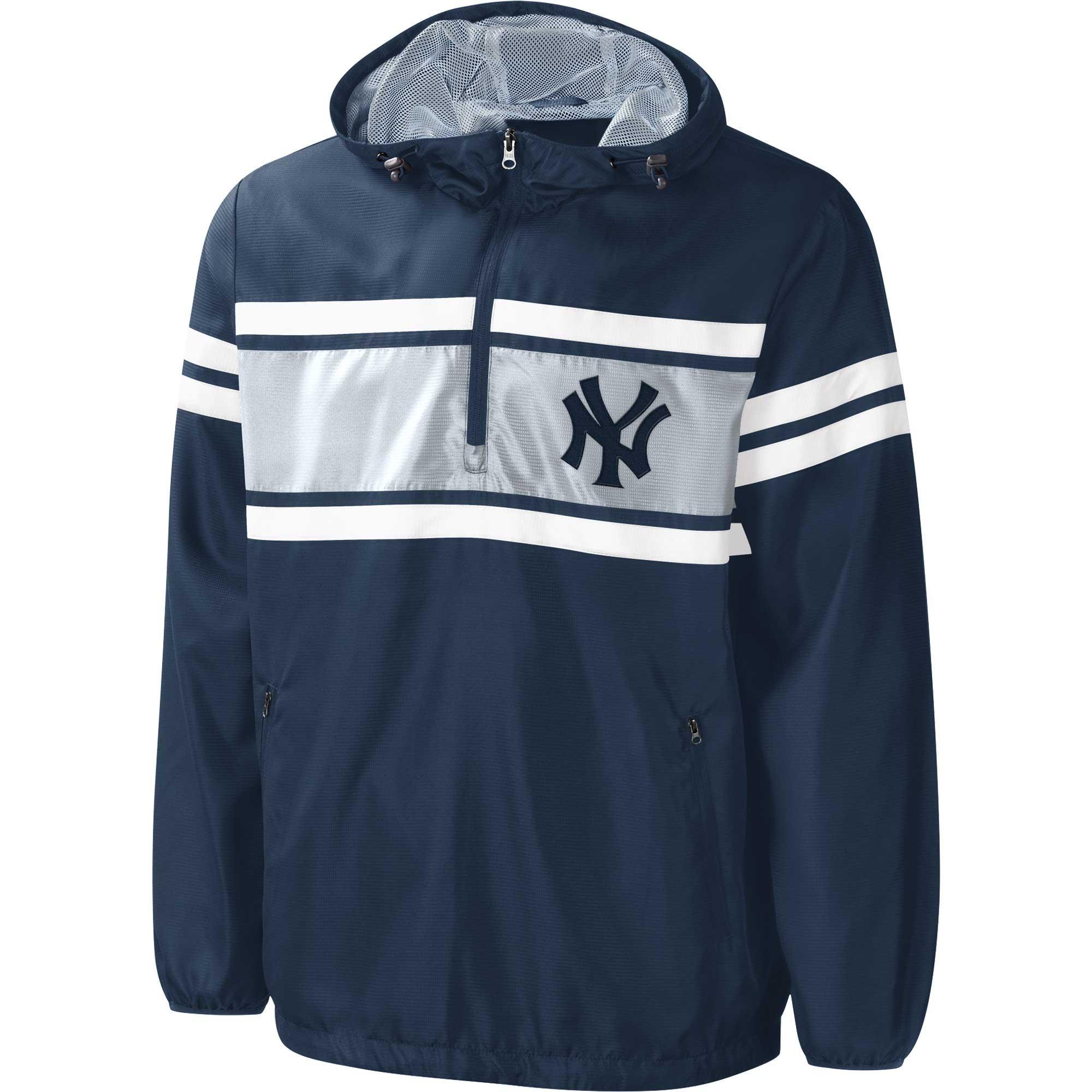 Mens G-III Sports by Carl Banks New York Yankees Game Score Quarter-Zip Windbreaker Blue Product Image