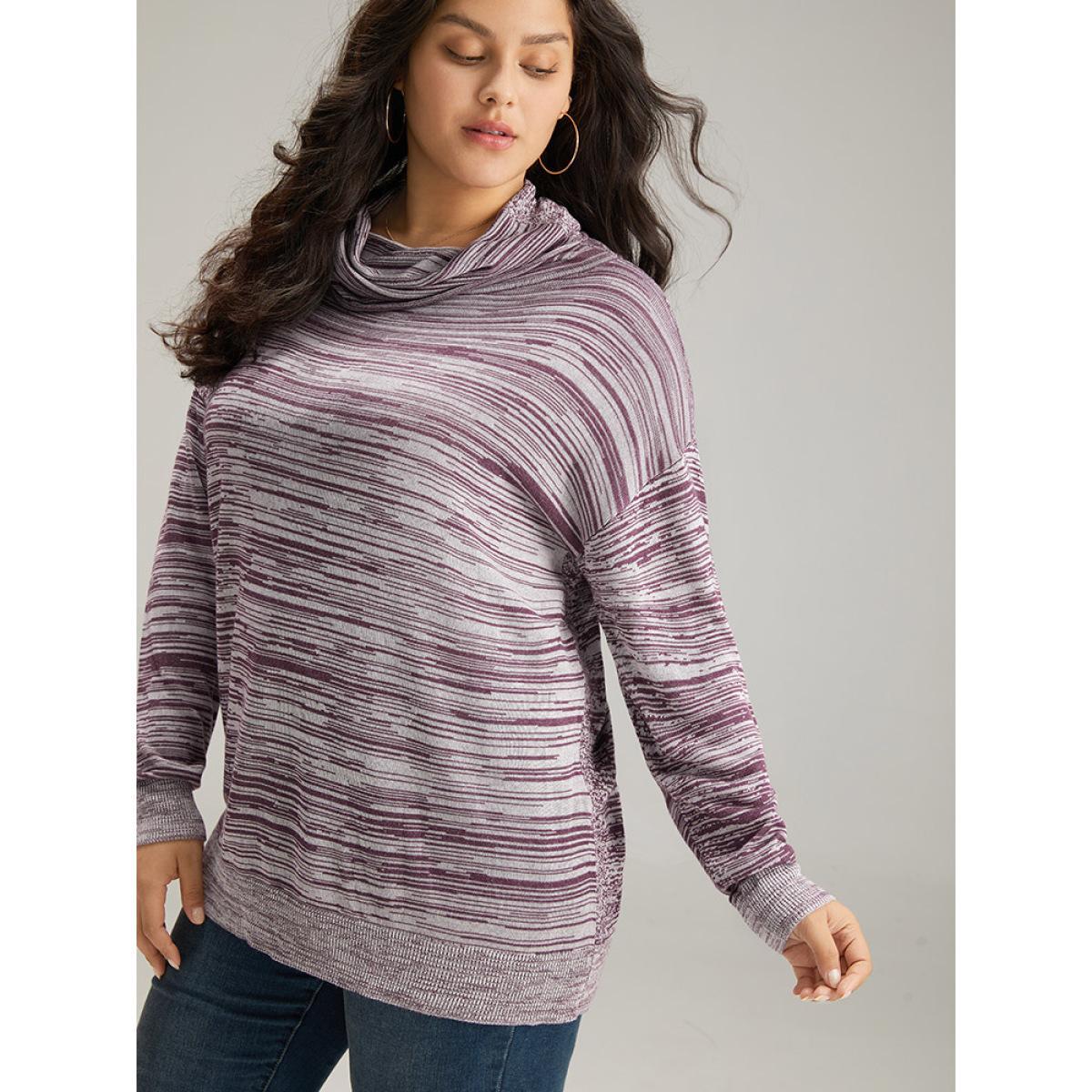 Plus Size Supersoft Essentials Heather Turtleneck Pullover Purple Women Casual Long Sleeve Turtleneck Dailywear Pullovers BloomChic 18-20/2X Product Image