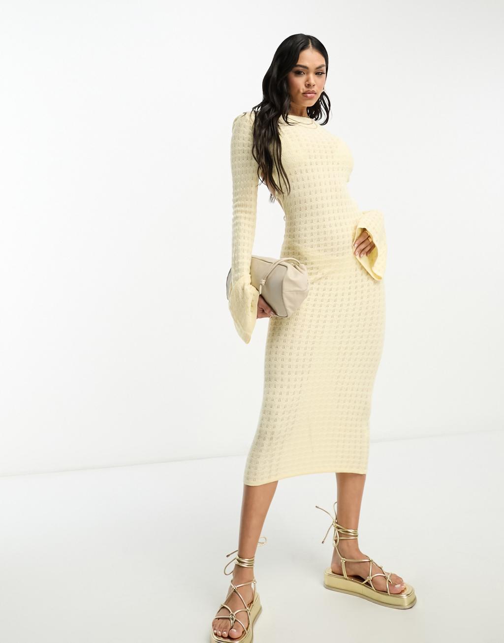 4th & Reckless costella crochet knit midaxi summer dress Product Image