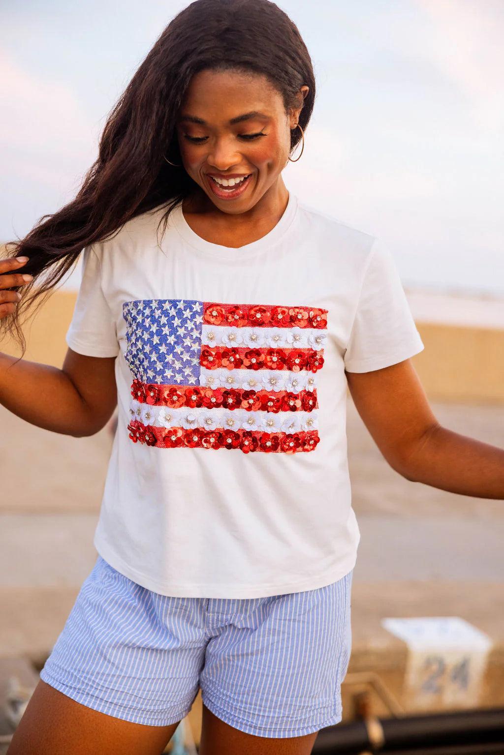 Flower American Flag Tee Product Image