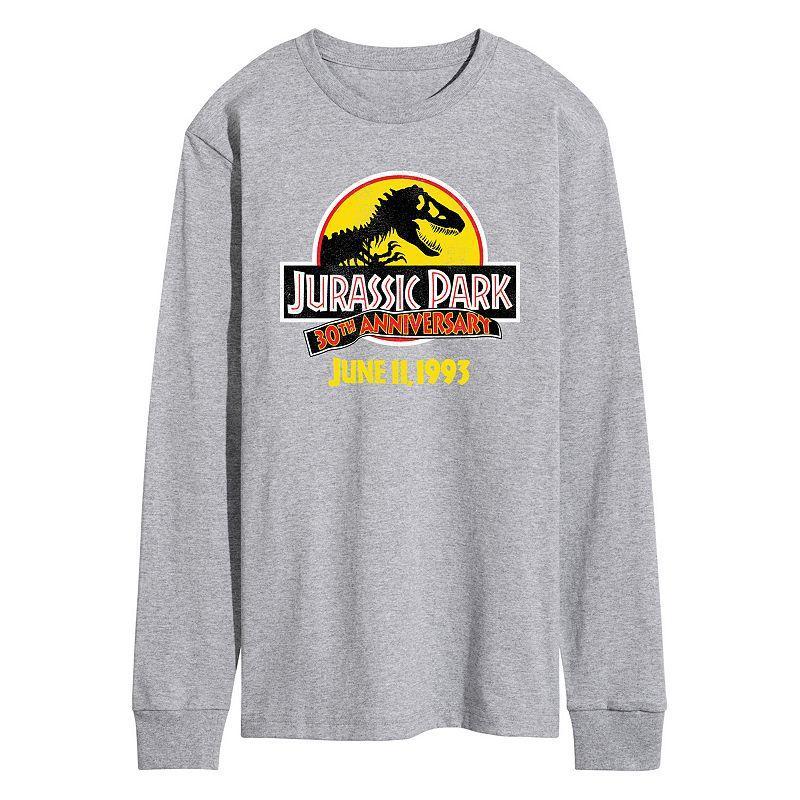 Mens Jurassic World Jurassic Park 30th Logo Long Sleeve Athletic Grey Product Image