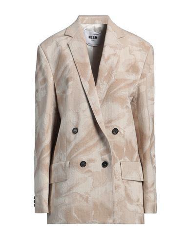 MSGM Double-breasted Blazer In Neutrals Product Image