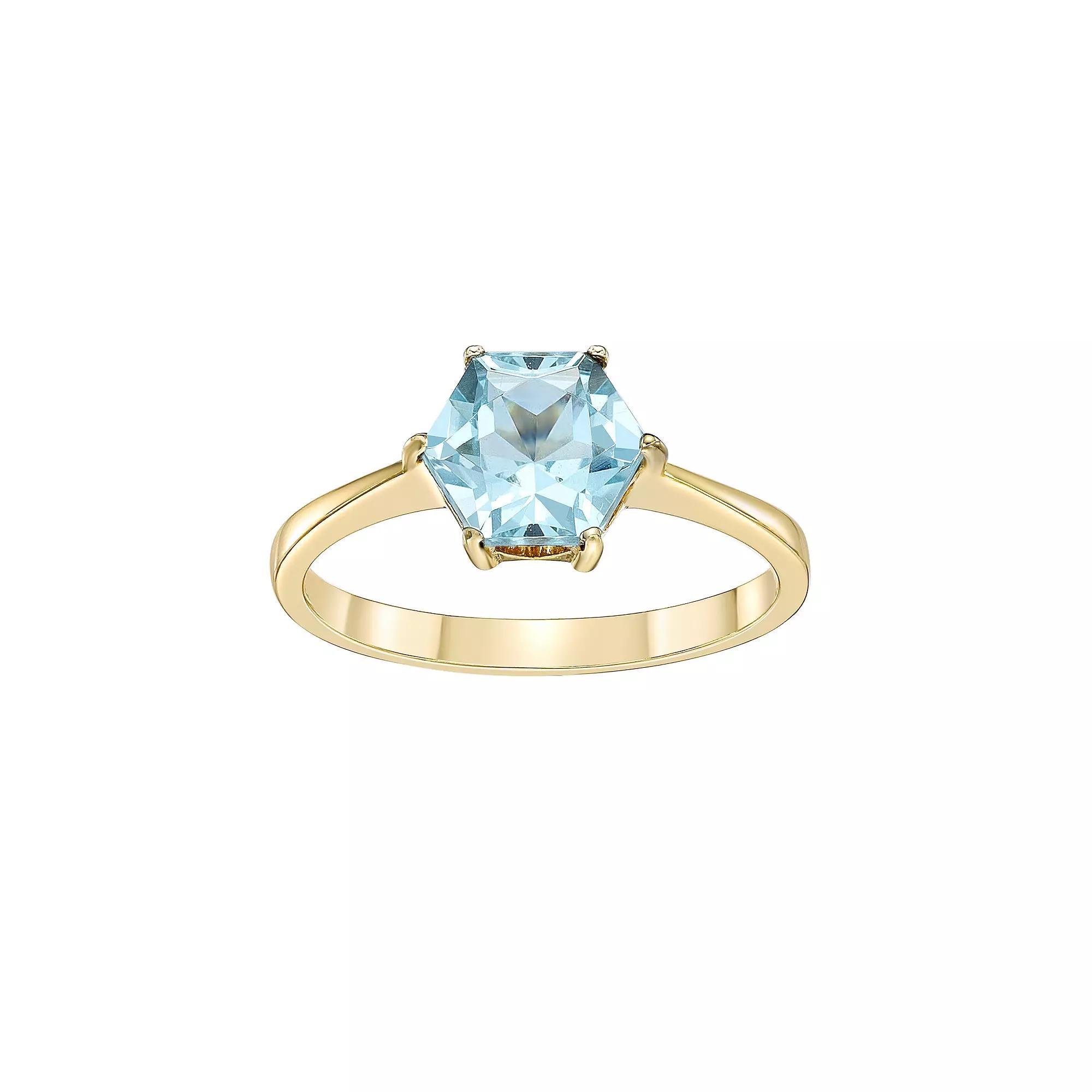 Gemminded 14k Gold Over Silver Blue Topaz Ring, Women's, Size: 6, Gold Tone Product Image