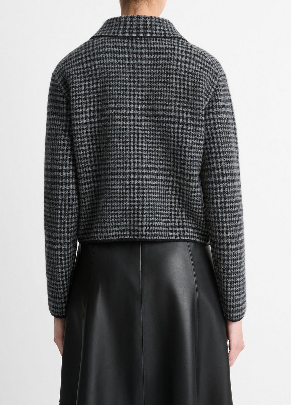 Womens Plaid Wool-Cashmere Half-Zip Pullover, Heather Smoke/black Combo, Size XXS Vince Product Image