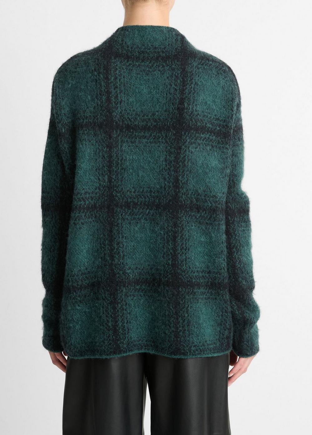 Womens Shadow Plaid Funnel Neck Sweater, Juniper Combo, Size S Vince Product Image