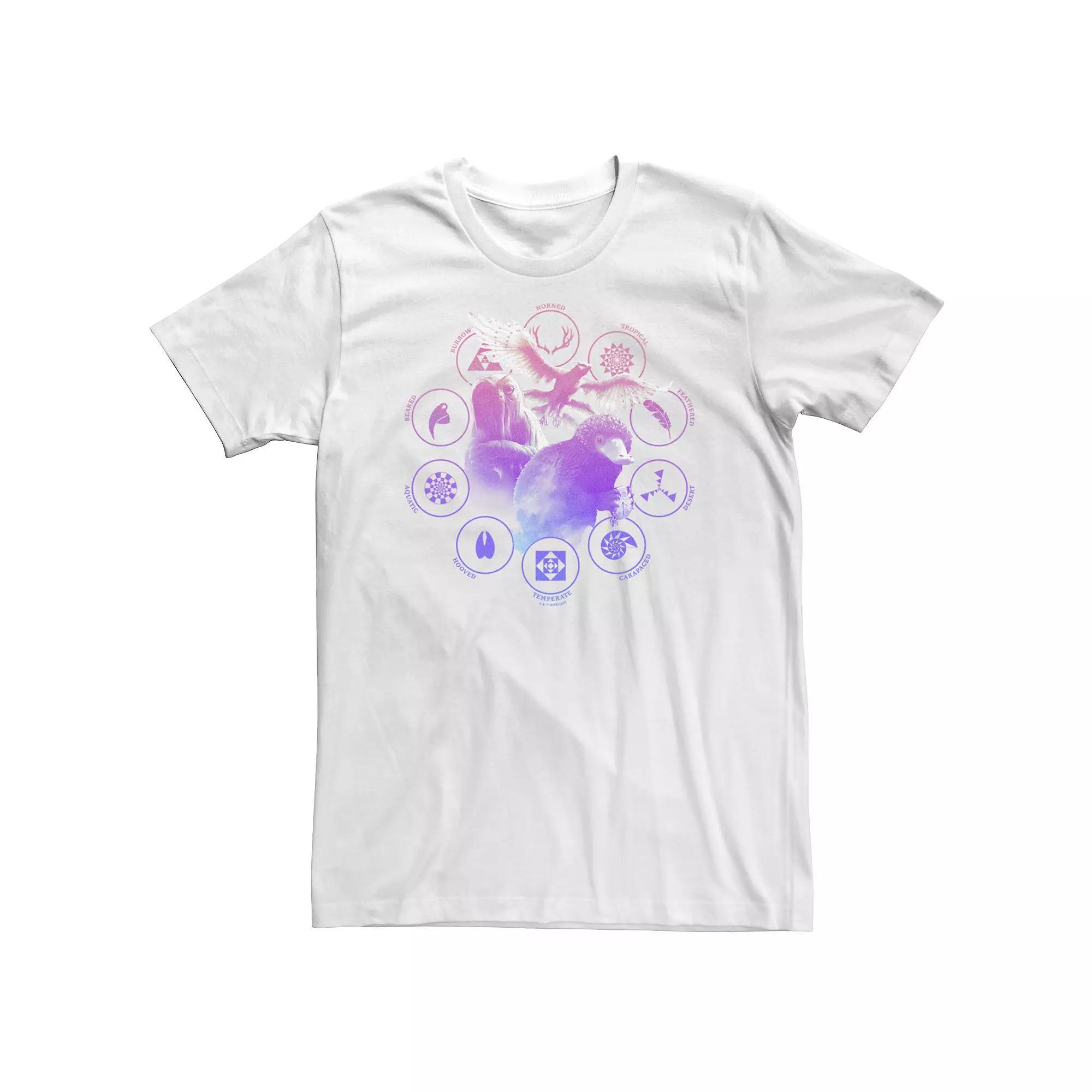 Big & Tall Fantastic Beasts - Grindelwald Color Chomatic Beasts Symbols Tee, Men's, Size: 3XL Tall, White Product Image