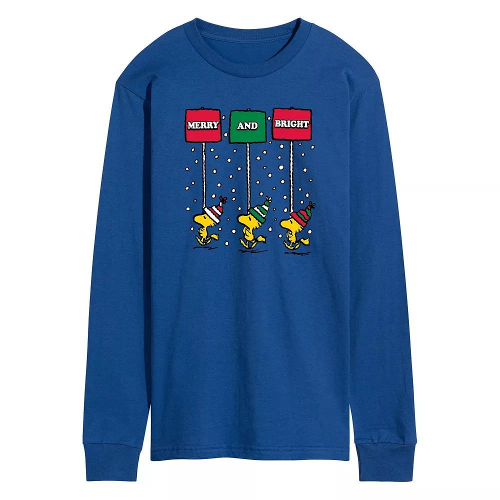 Mens Peanuts Woodstock Merry & Bright Long Sleeve Graphic Tee Product Image