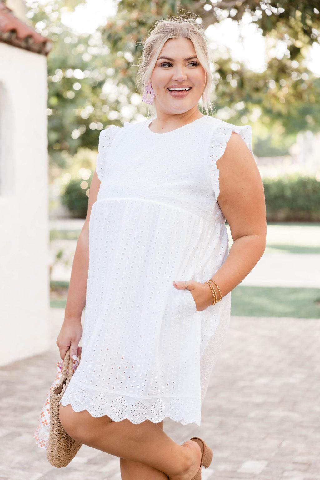 You Found My Heart White Round Neck Lace Romper Dress FINAL SALE Product Image