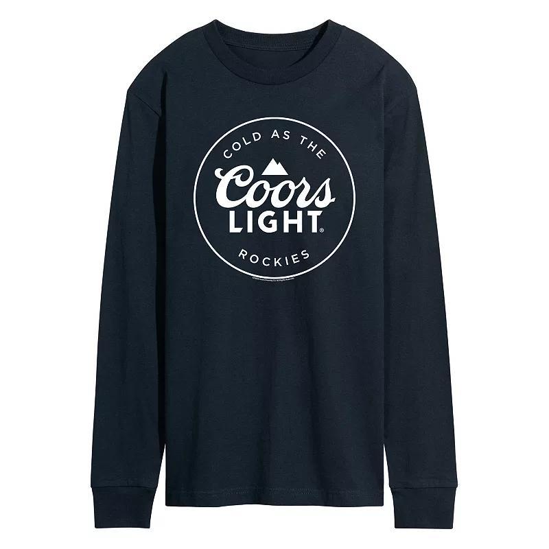 Mens Coors Light Logo Badge Long Sleeve Graphic Tee Grey Gray Product Image