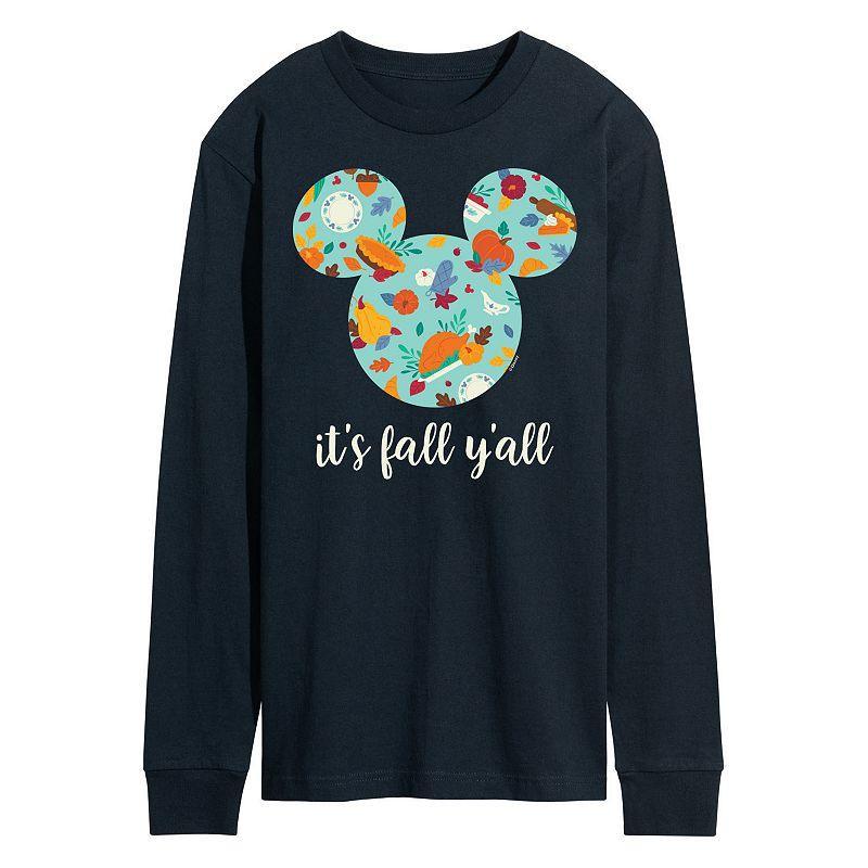 Disneys Its Fall Yall Long Sleeve Tee, Mens Blue Product Image