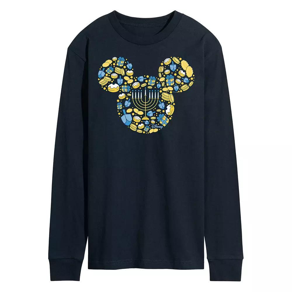 Disney's Mickey Mouse Men's Hanukkah Long Sleeve Graphic Tee, Size: Small, Blue Product Image
