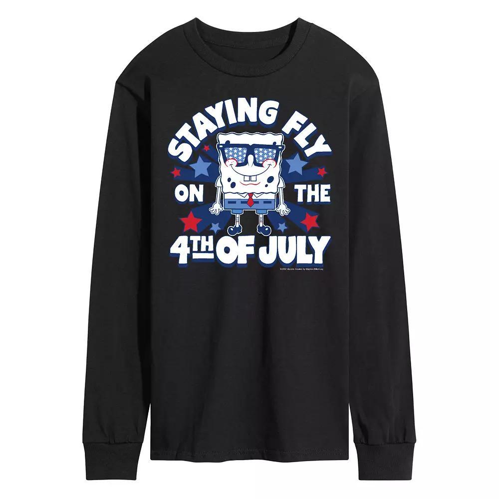 Mens Nickelodeon SpongeBob SquarePants Fly On 4th Long Sleeve Graphic Tee Product Image