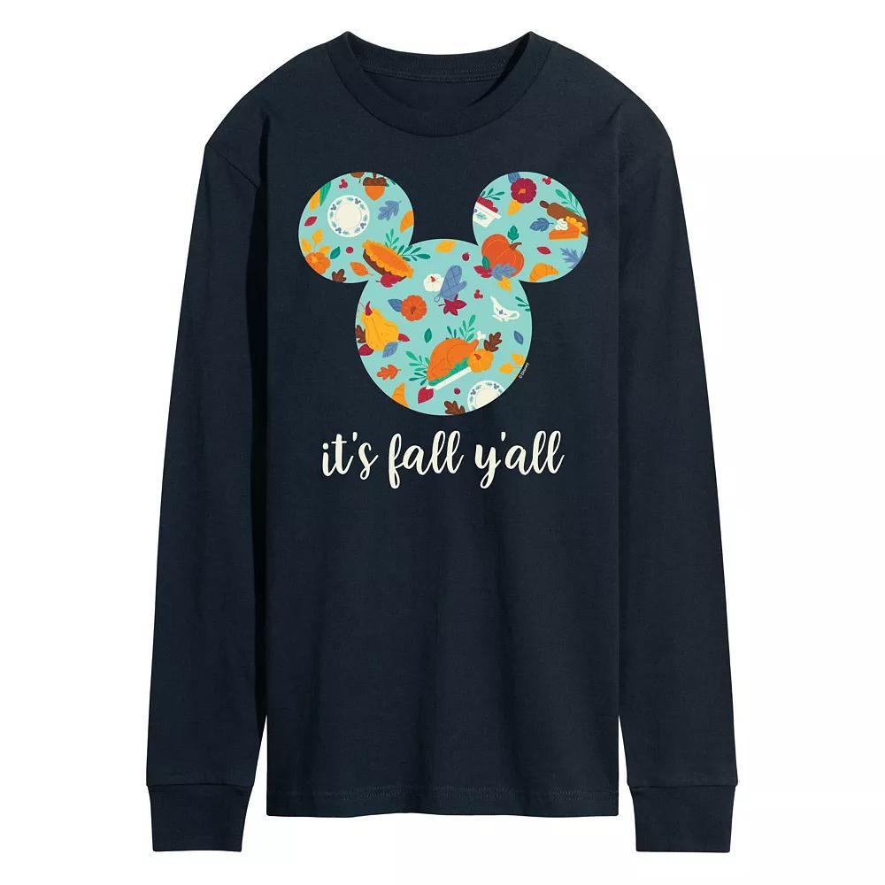 Disneys Its Fall Yall Long Sleeve Tee, Mens Blue Product Image