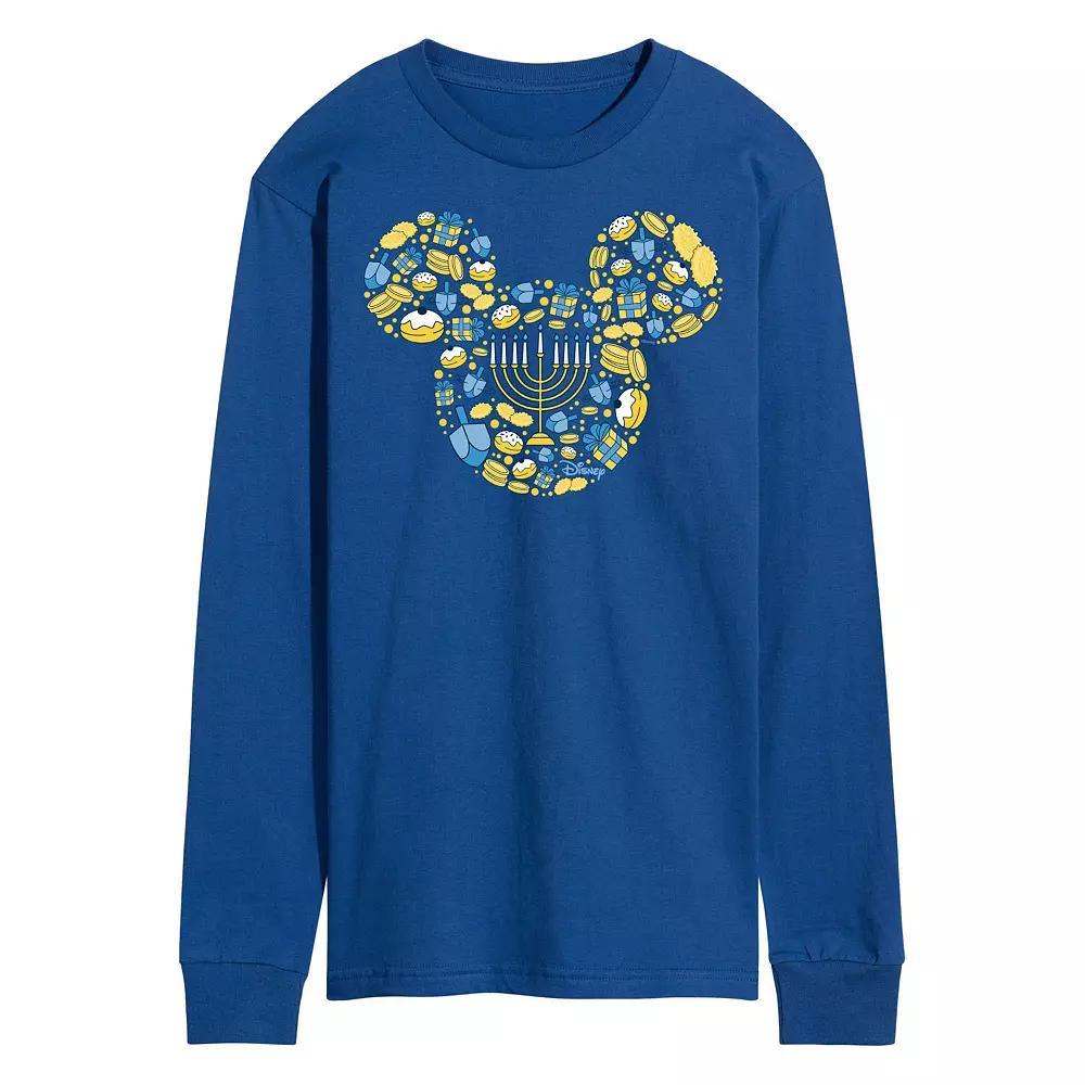 Disney's Mickey Mouse Men's Hanukkah Long Sleeve Graphic Tee, Size: Small, Blue Product Image