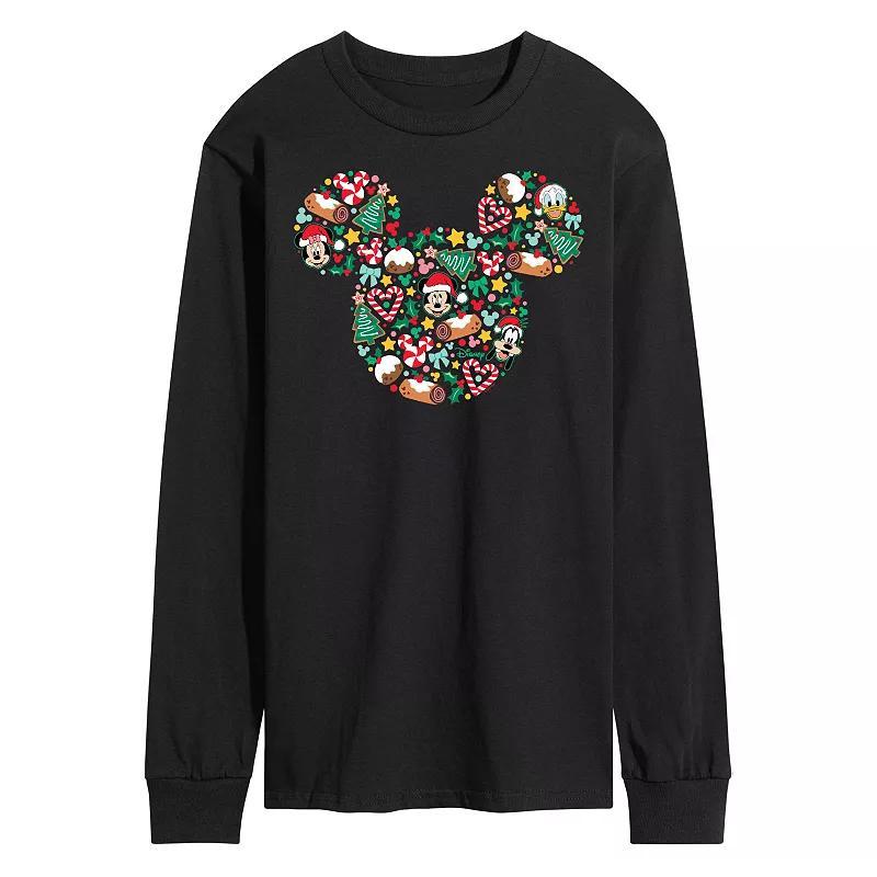 Disney's Men's Mickey Mouse Silhouette Christmas Long-sleeved Tee, Size: Large, Blue Product Image