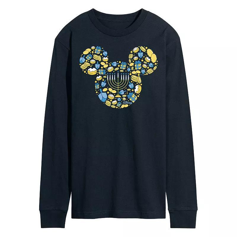 Disney's Mickey Mouse Men's Hanukkah Long Sleeve Graphic Tee, Size: Small, Blue Product Image