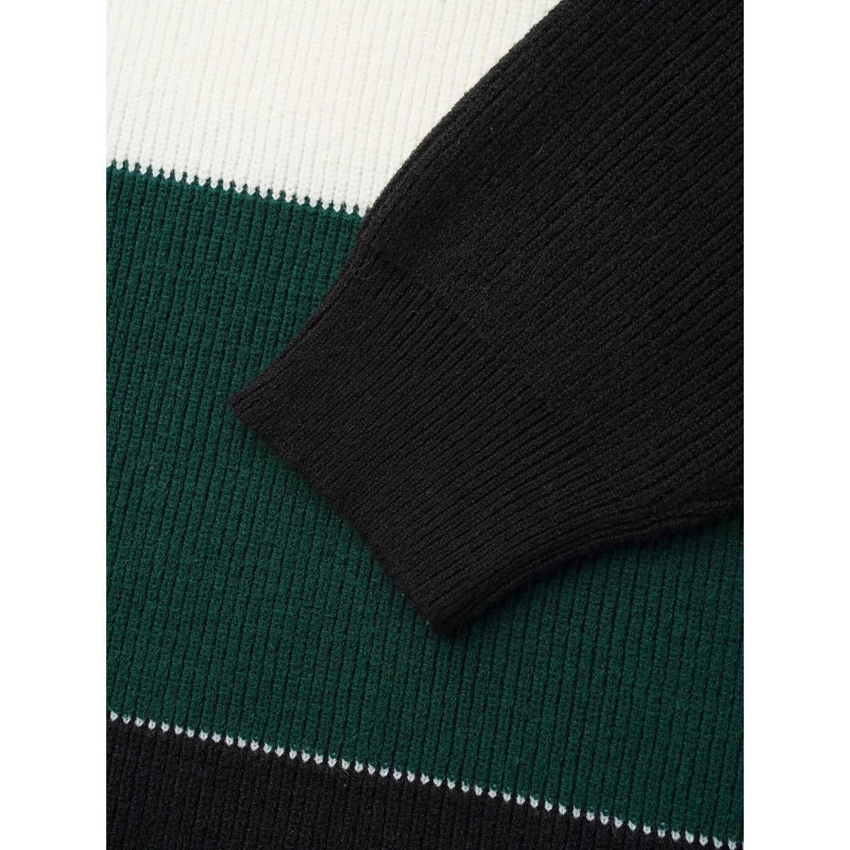 Plus Size Supersoft Essentials Holiday Color Block Pullover Multicolor Women Casual Loose Long Sleeve Round Neck Everyday Pullovers BloomChic 18-20/2X Product Image