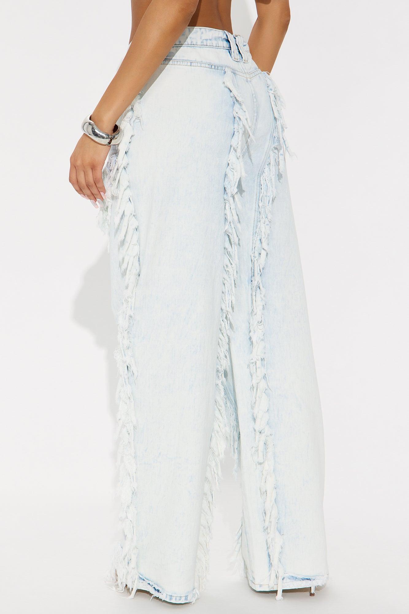 On The Fringe Non Stretch Wide Leg Jeans - Medium Wash Product Image