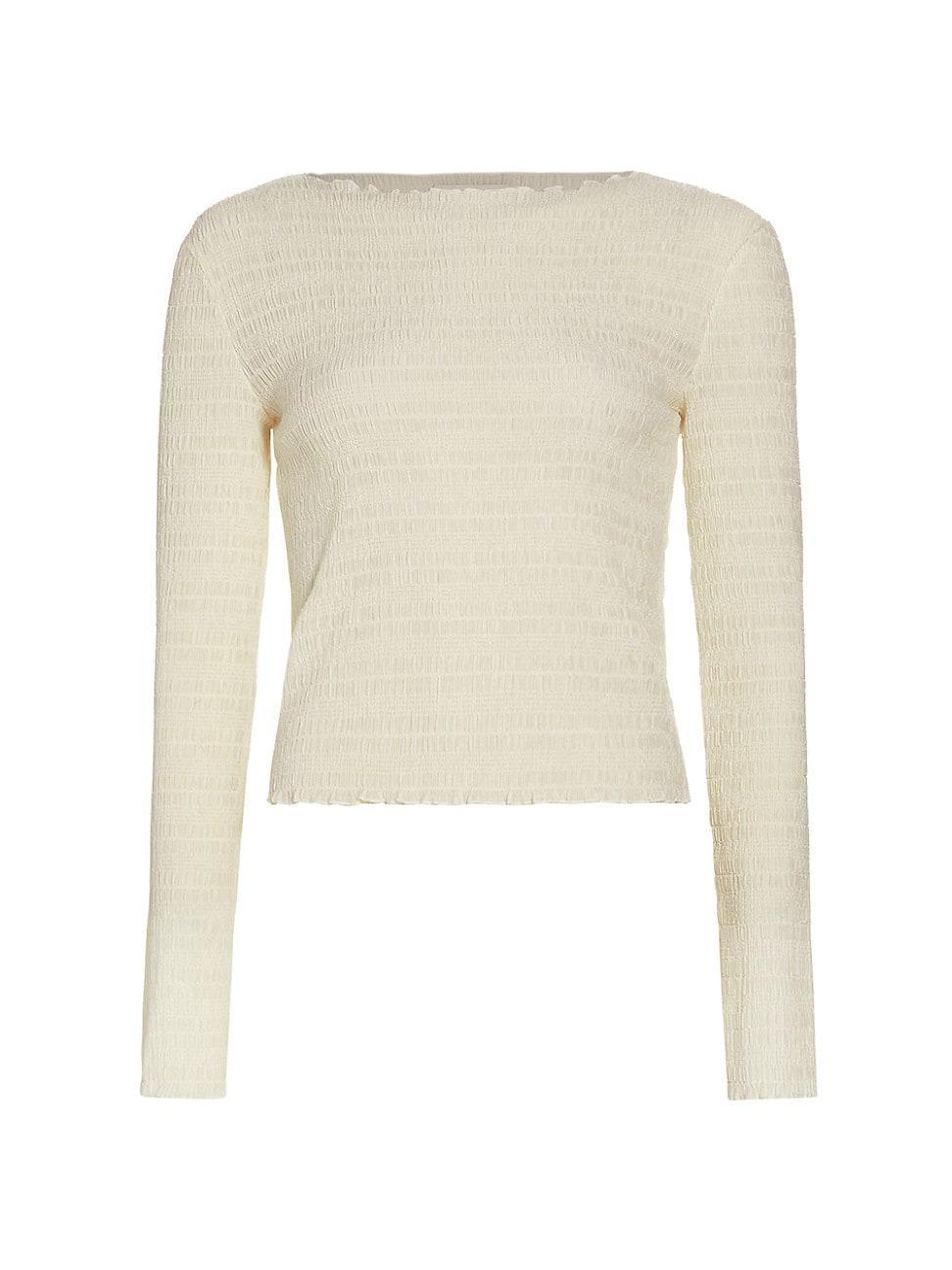 Womens Long-Sleeve Smocked Top Product Image