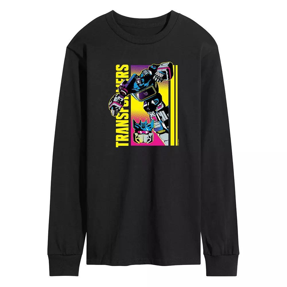 Mens Transformers Halftone Decpticon Long Sleeve Graphic Tee Blue Product Image
