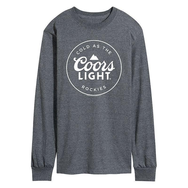 Mens Coors Light Logo Badge Long Sleeve Graphic Tee Grey Gray Product Image