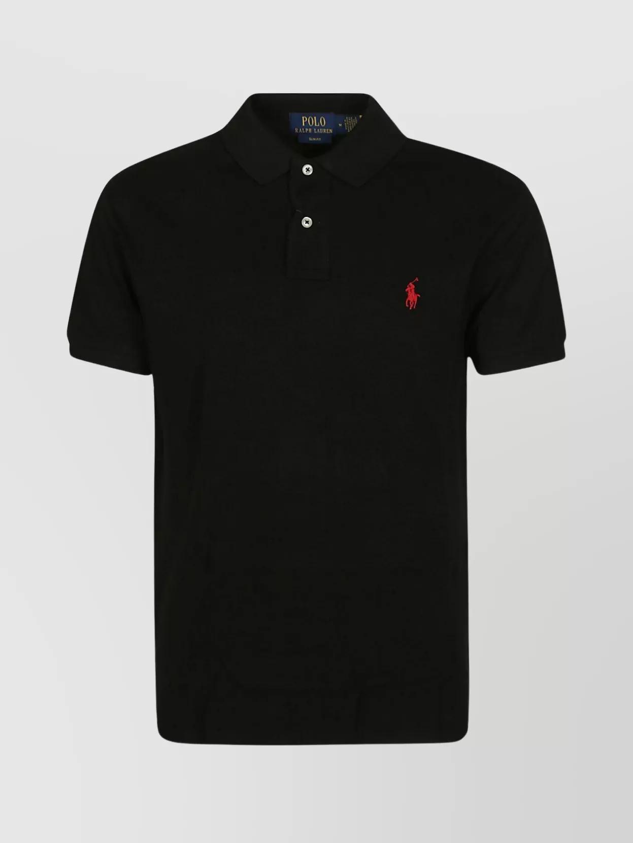 POLO RALPH LAUREN Black Polo Shirt With Classic Collar And Pony Embroidery On The Front In Cotton Man Product Image
