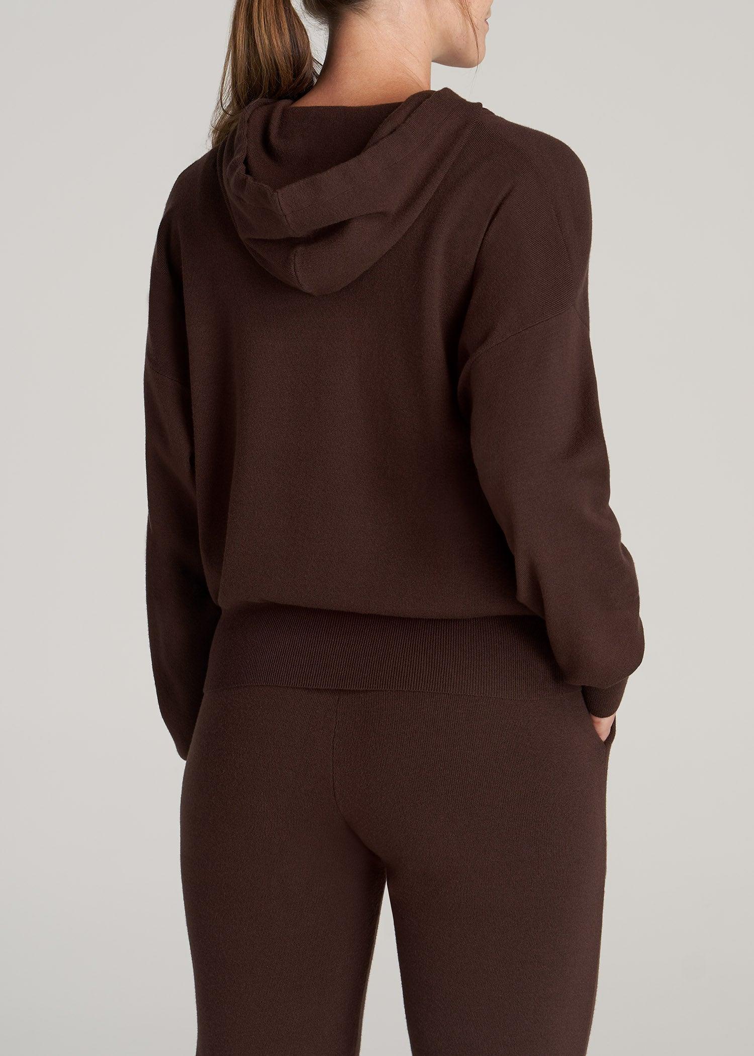 Women's Tall Knit Lounge Hoodie in Chocolate Product Image