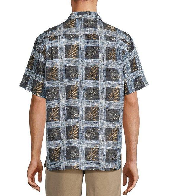 Roundtree & Yorke Short Sleeve Grid Palm Print Sport Shirt Product Image