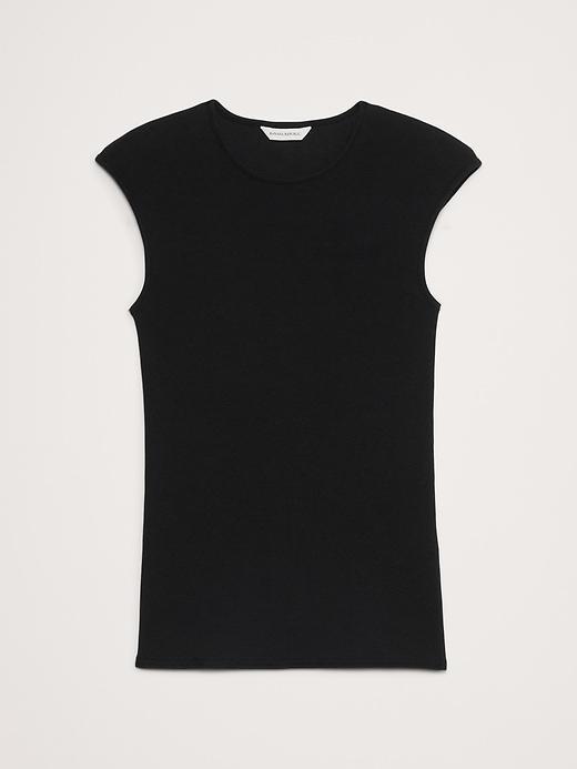 Ribbed Cap-Sleeve T-Shirt Product Image