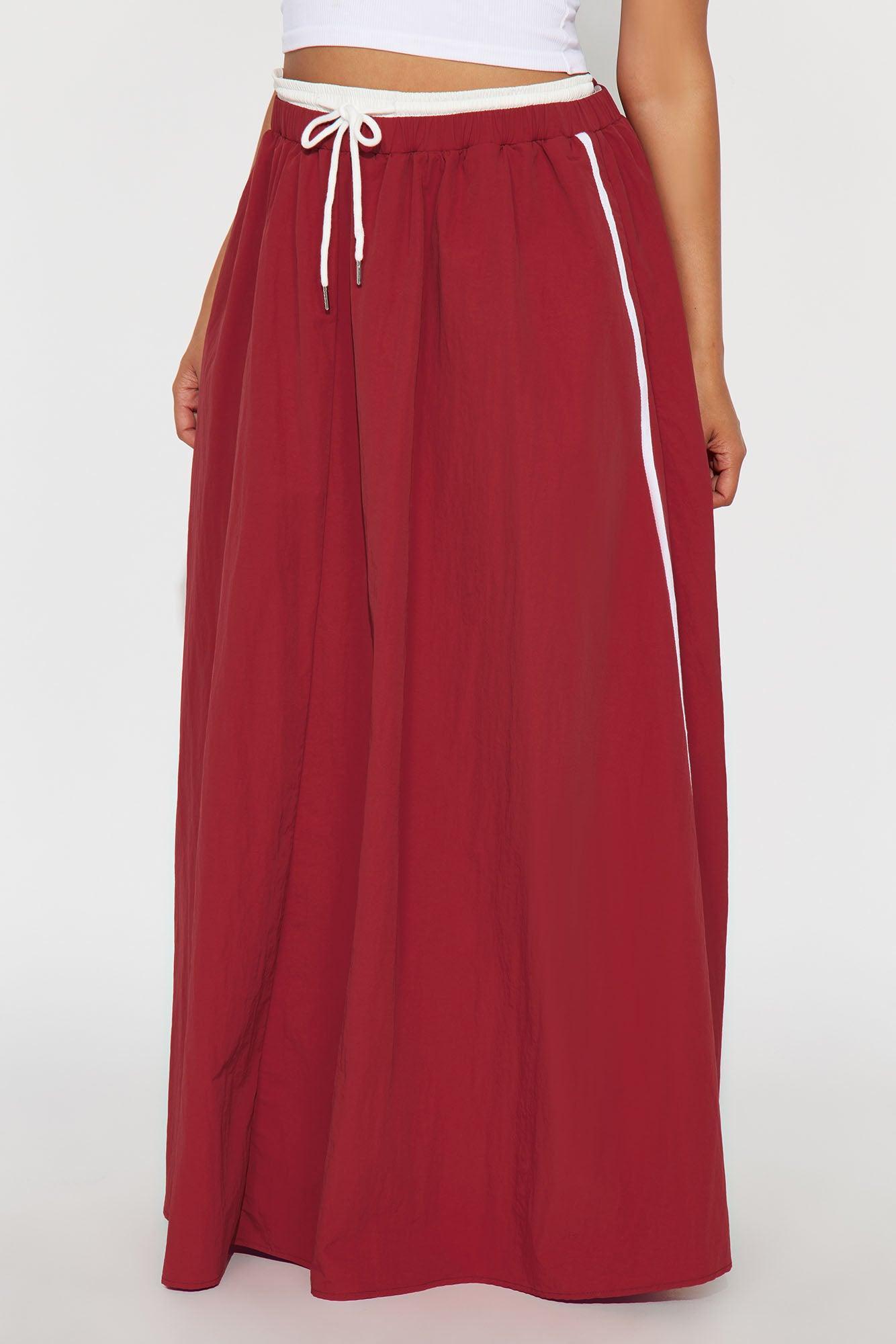 Sporty Gal Striped Maxi Skirt - Red Product Image