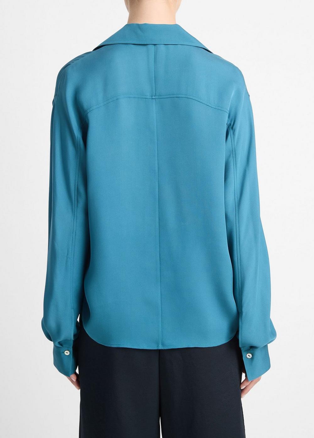 Womens Silk Lapel-Collar Dolman-Sleeve Blouse, Blue Waltz, Size XXS Vince Product Image