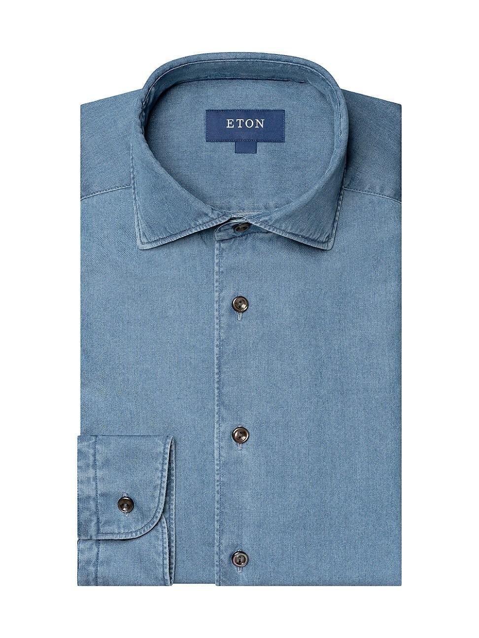 Mens Slim-Fit Cotton-Cashmere Denim Button-Front Shirt Product Image