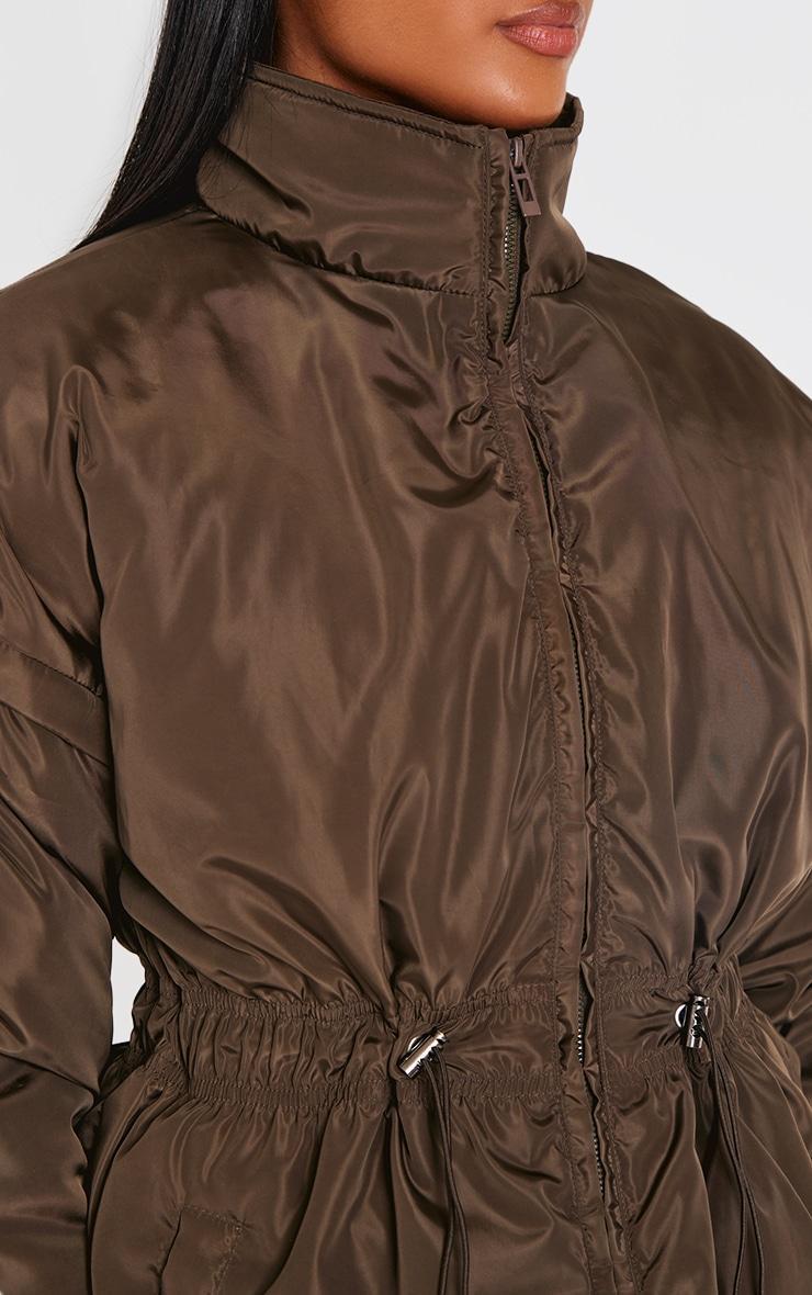  Olive Cinched Waist Padded Jacket Product Image