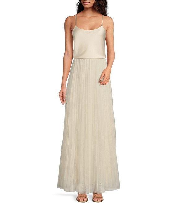 Tara Jarmon Tess Woven Satin Scoop Neck Pearl Detail Spaghetti Strap Tank Top Product Image