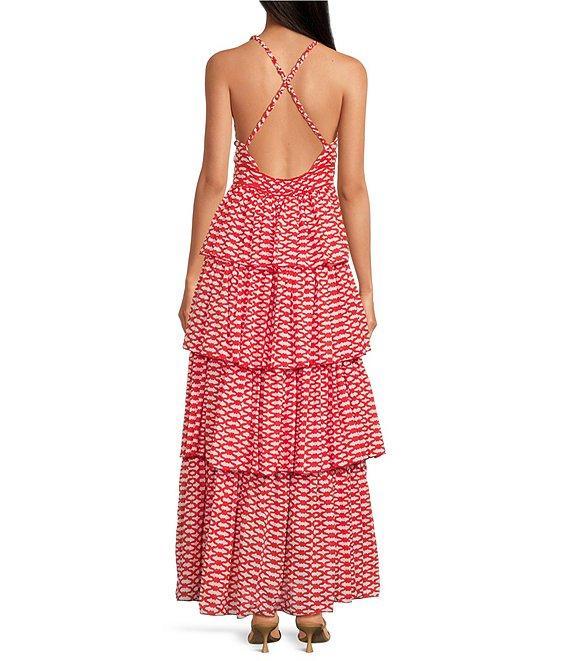 Ro's Garden Nevada Tiered V-Neck Sleeveless Maxi Dress Product Image