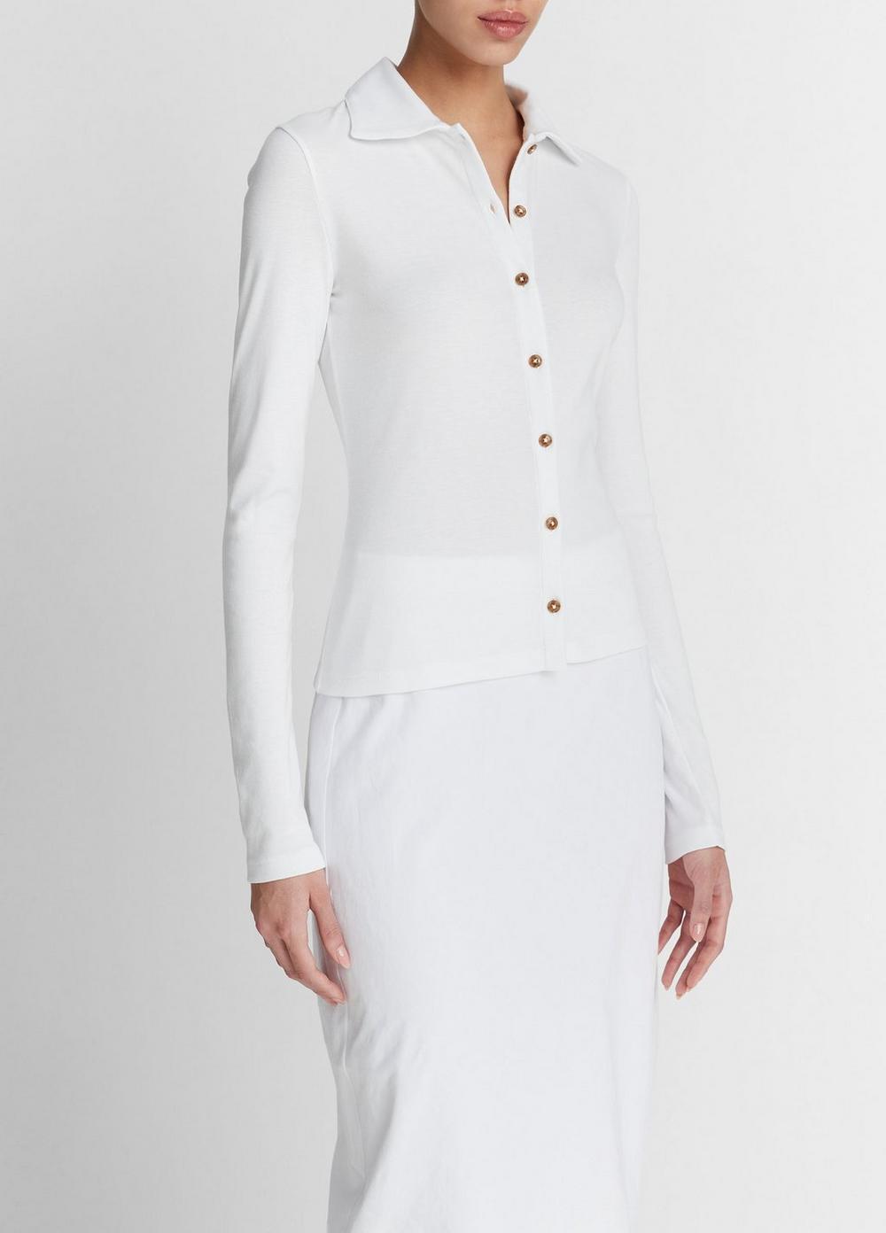 Womens Long-Sleeve Collared Button-Up Shirt, Optic White, Size XL Vince Product Image