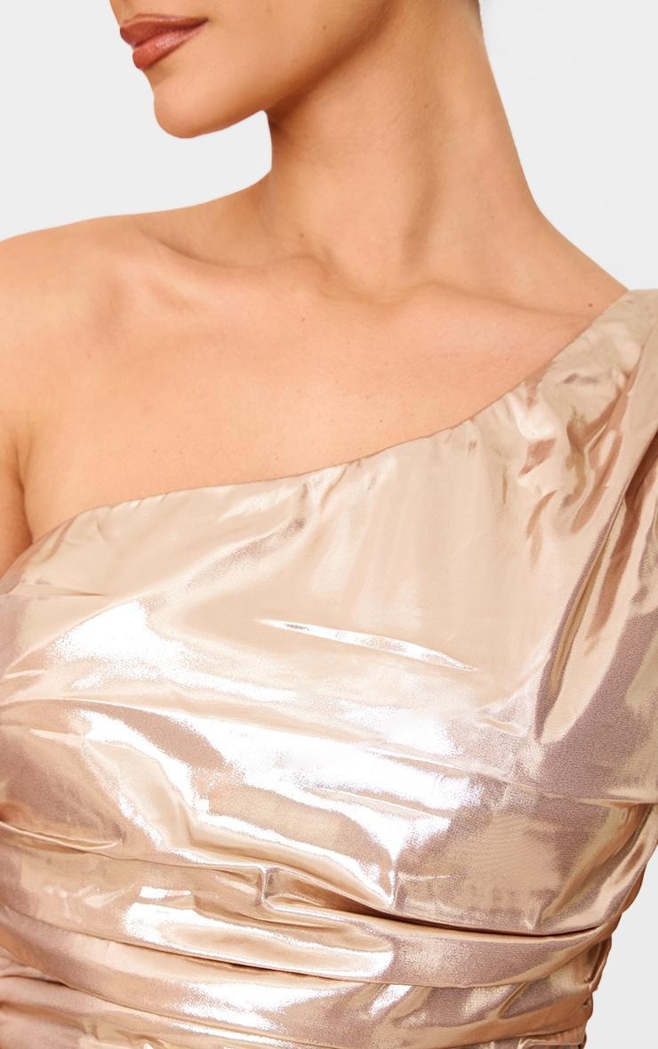 Champagne Satin Drapey Bardot Top Product Image
