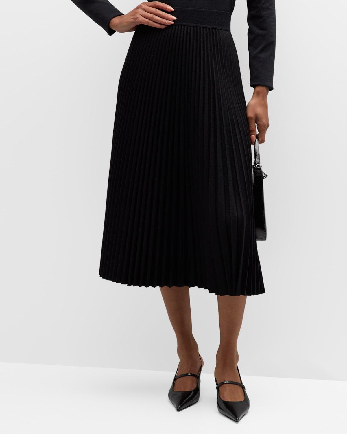 Pleated Flannel Combo Midi Skirt Product Image