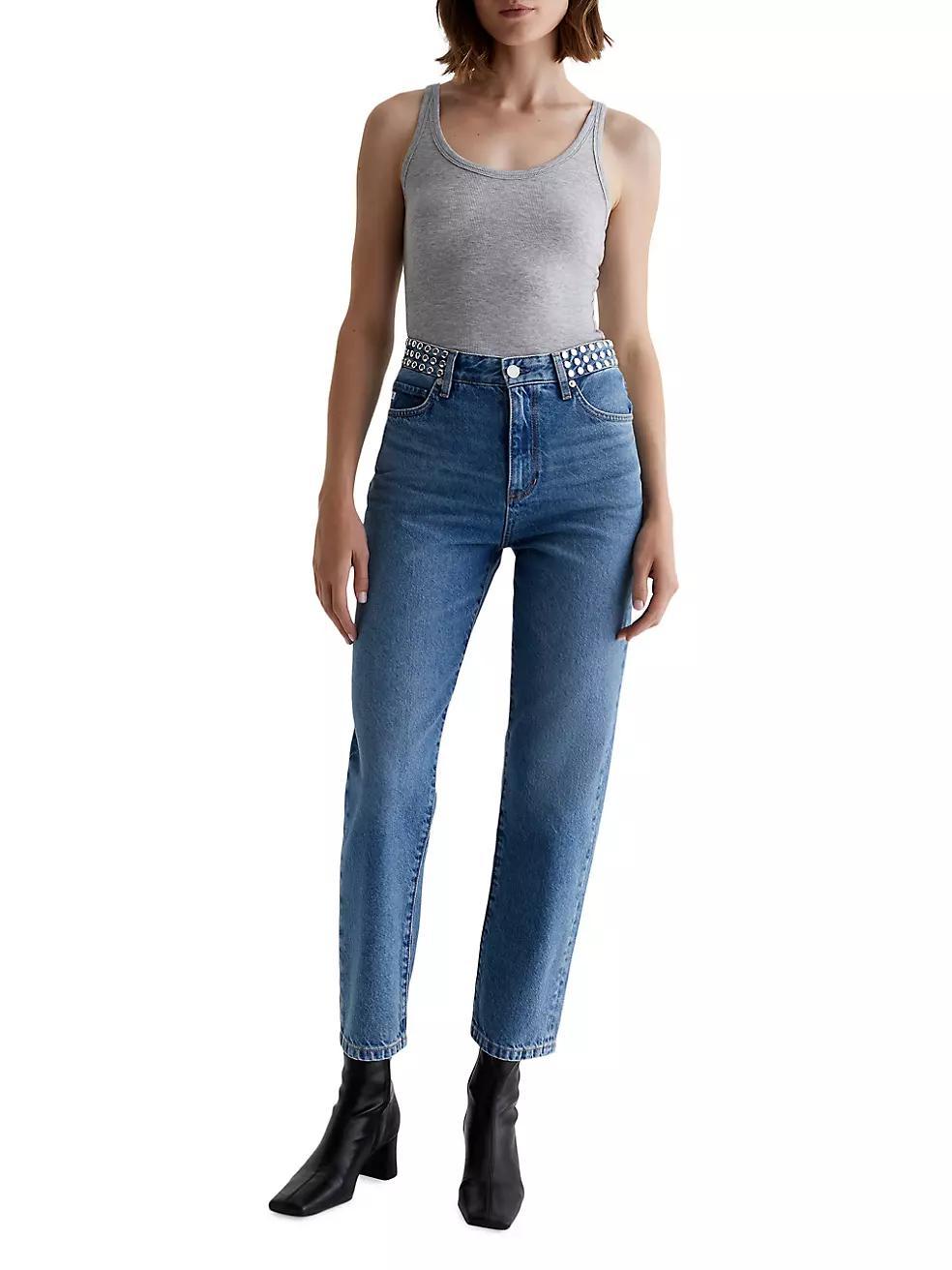 Rian Studded High-Rise Straight-Leg Jeans Product Image