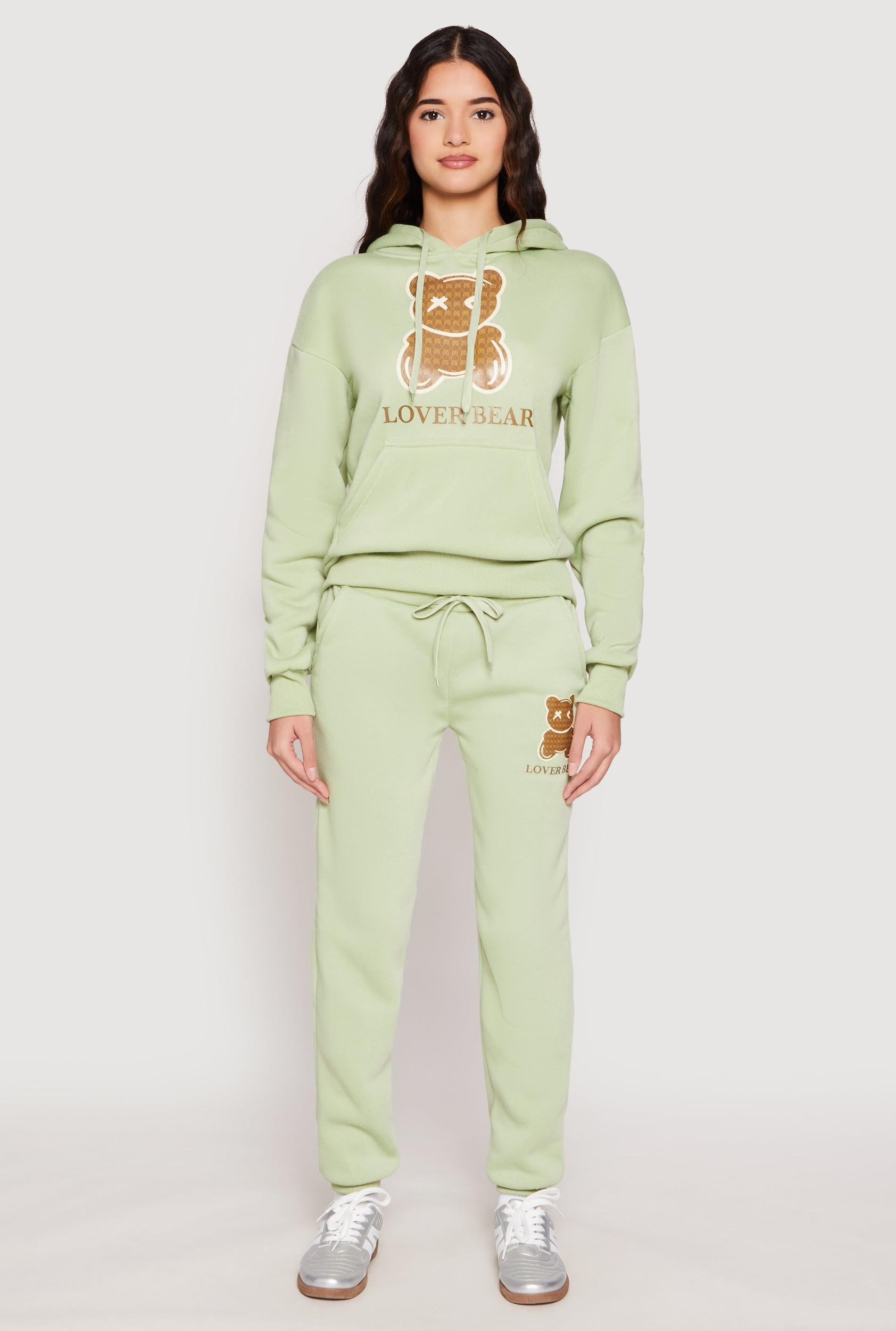 Womens Fleece Lover Bear Graphic Joggers Product Image