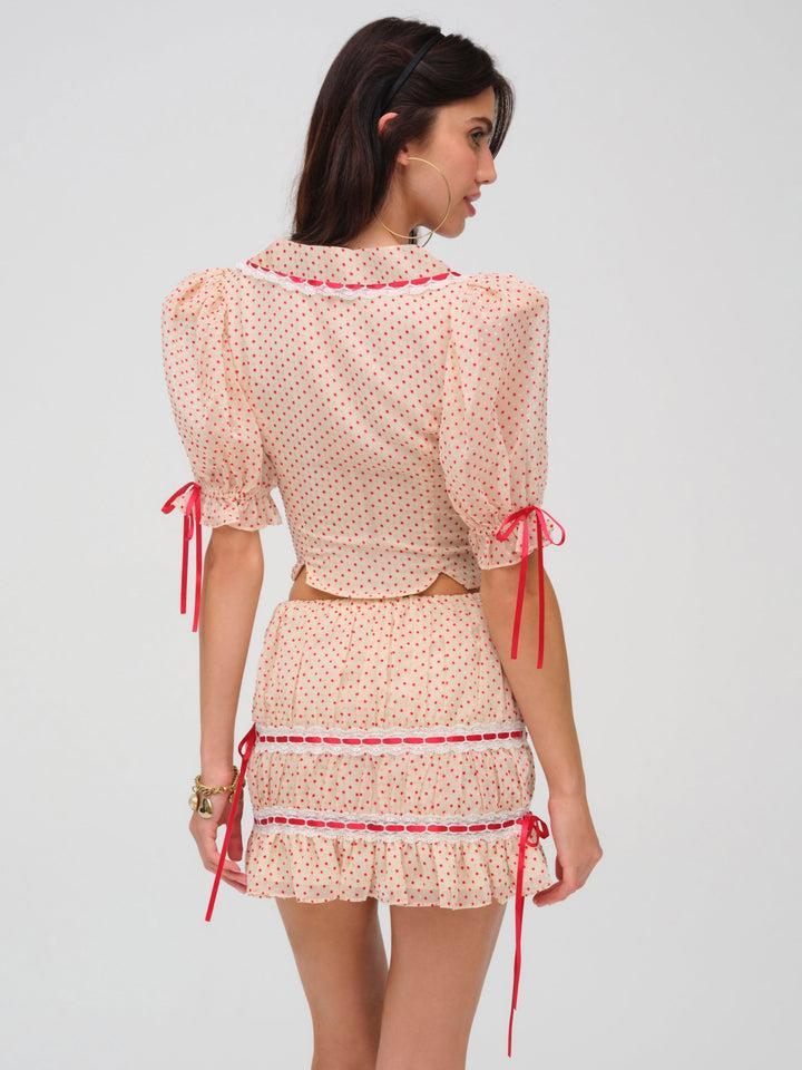 Love Dot Puff Sleeve Top — Neutral Product Image