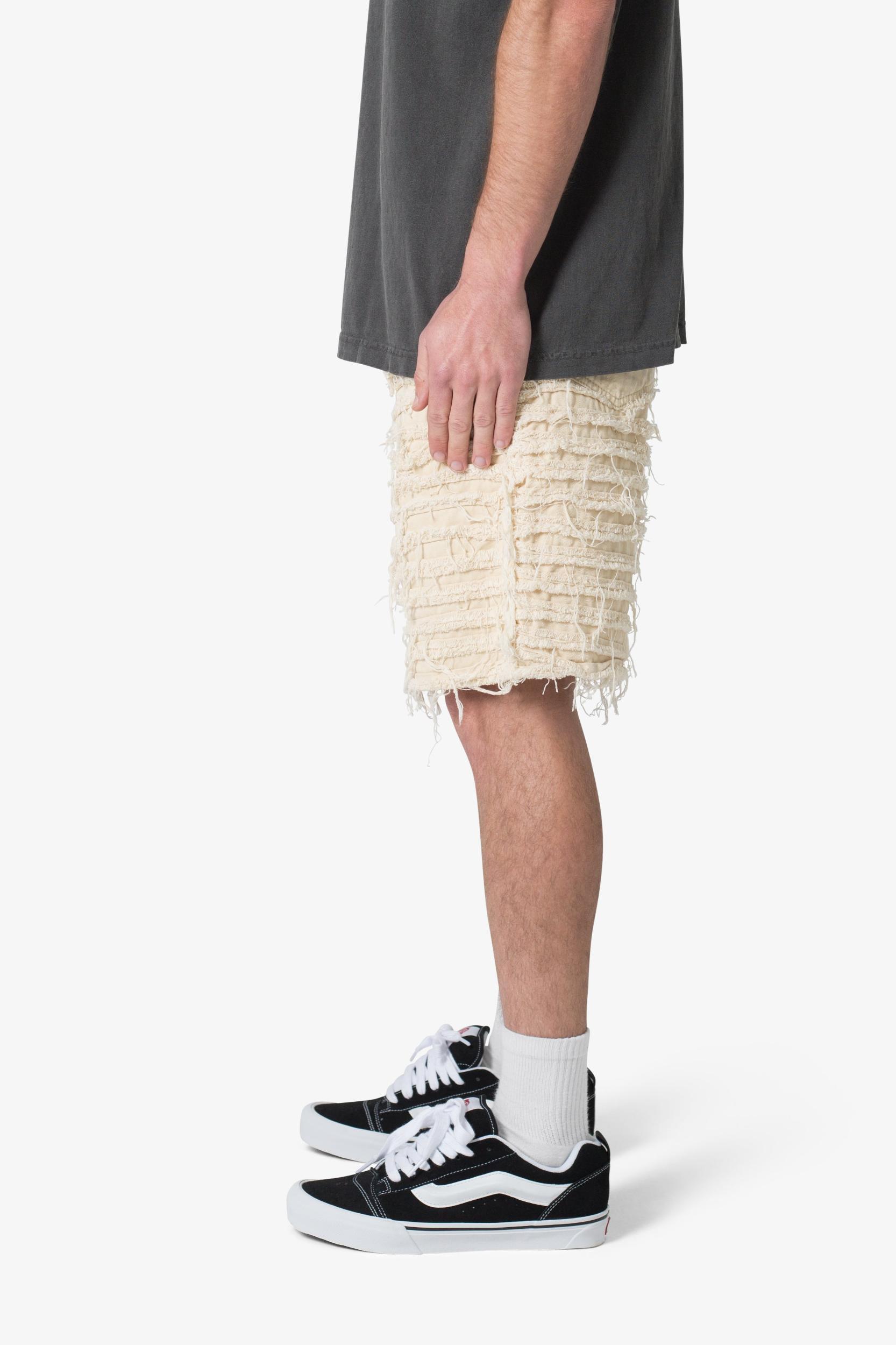 Allover Frayed Denim Shorts - Khaki Product Image