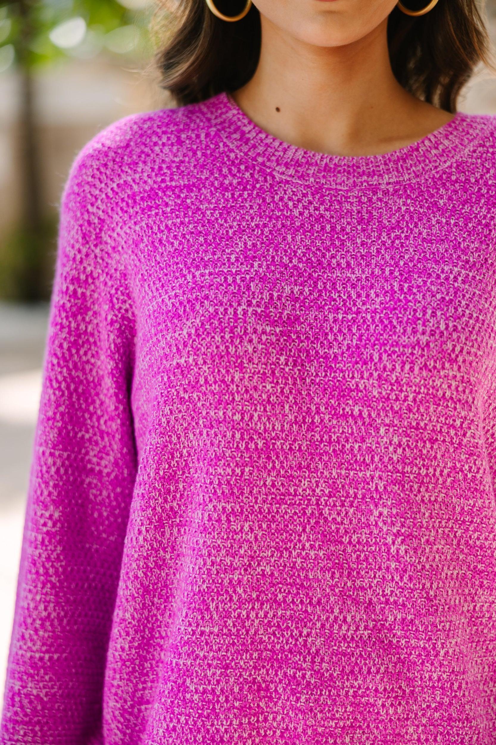 The Slouchy Orchid Purple Bubble Sleeve Sweater Female Product Image