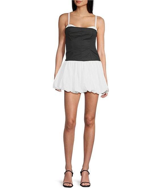 B. Darlin Sleeveless Spaghetti Strap Sweetheart Neck Bubble Dress Product Image
