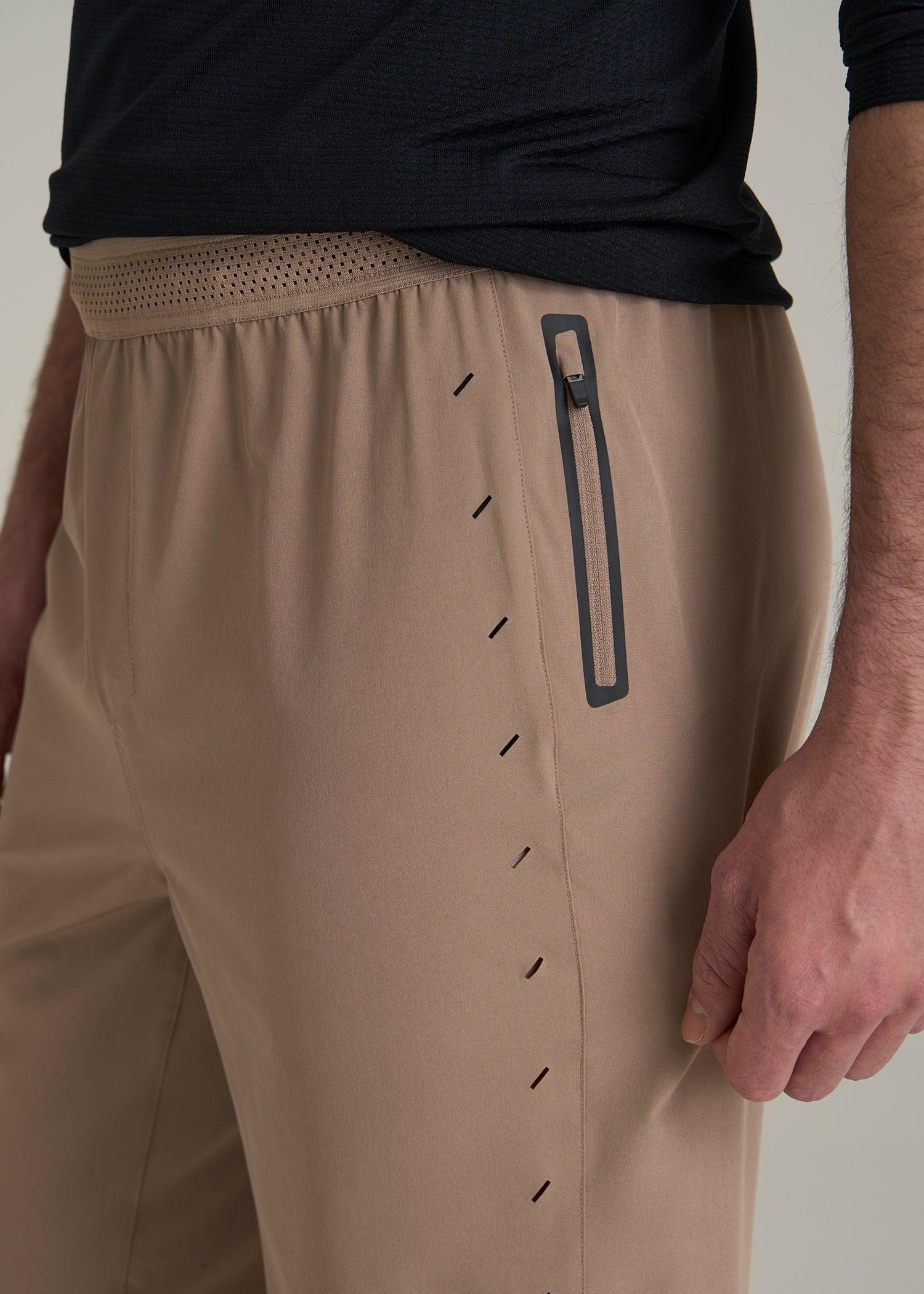 Featherweight Perforated Training Shorts for Tall Men in Dark Sand Product Image
