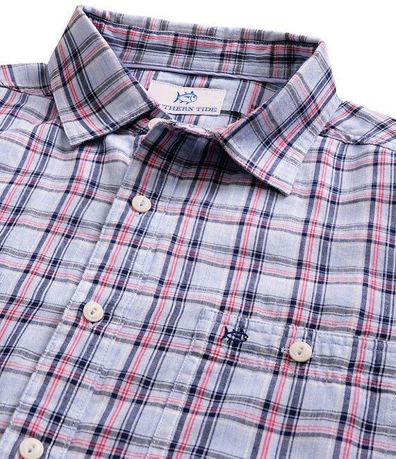 Southern Tide Benton Plaid Heather Double Cloth Long Sleeve Woven Shirt Product Image