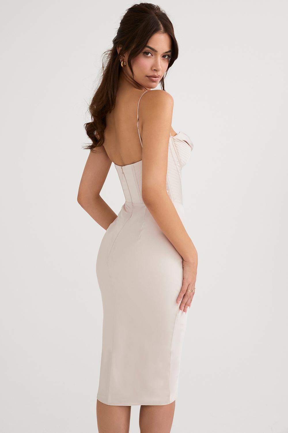 Myrna  crystal satin corset midi dress - sale Product Image