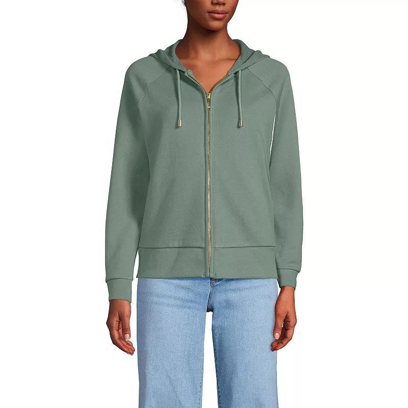 Women's Lands' End Relaxed Long Sleeve Full Zip Hoodie, Size: Large, Soft Gray Grey Product Image