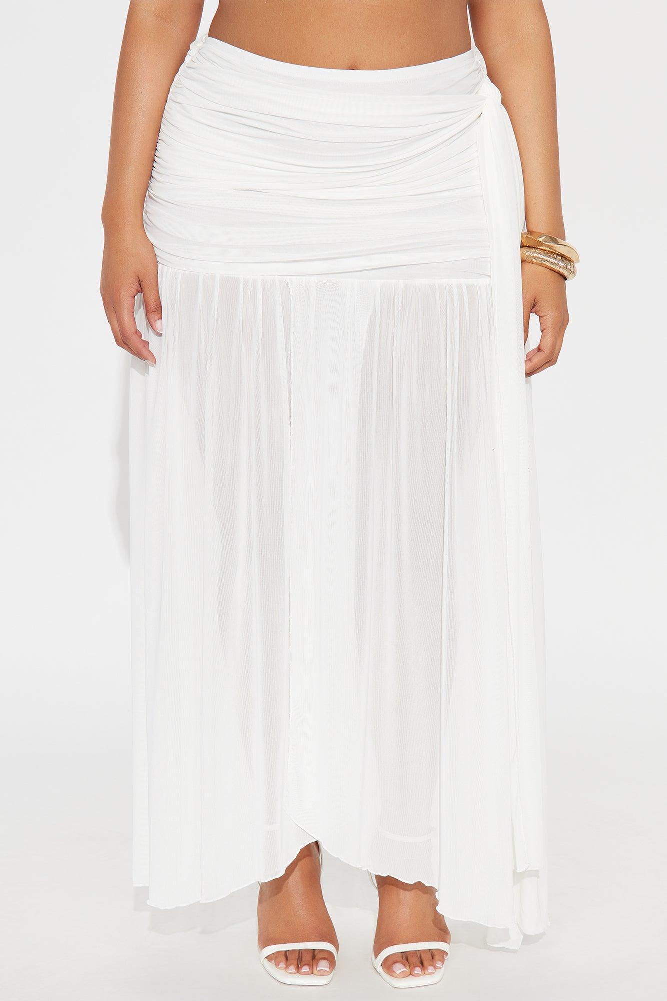 Midnight In Mykonos Sheer Mesh Maxi Skirt - White Product Image