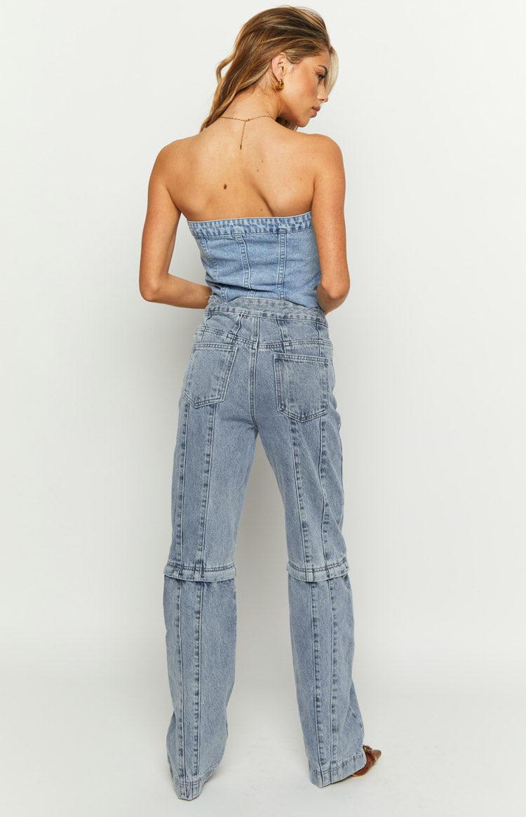 The Phoebe Mid Wash Denim Jeans to Jorts Product Image